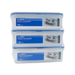 LocknLock RECTANGULAR SHORT FOOD CONTAINER 1.6L (3 Containers With Shrink ) HPL824SA3