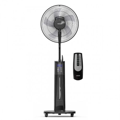 HAEGER Black Mist II Digital Fan with Humidifier - 70W, 3 Speeds, Remote Control