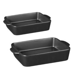 Bergner Set of 2 Bergner Charcoal Ceramic Rectangular Trays