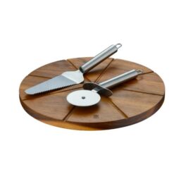MASTERPRO 3PC PIZZA SET S/S + CUTTING BOARD
